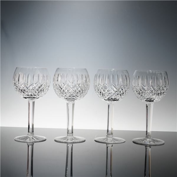 4pc Waterford Crystal Balloon Wine Glasses, Lismore