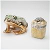 Image 1 : 2pc Jay Strongwater Mini Frog Trinket Box & Unmarked Enamel Frog Box