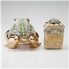 Image 2 : 2pc Jay Strongwater Mini Frog Trinket Box & Unmarked Enamel Frog Box