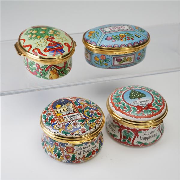4pc Halcyon Days Enamel Boxes