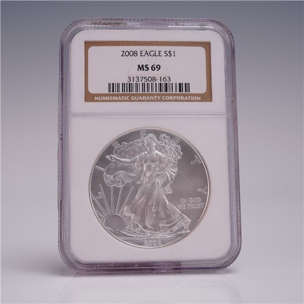 2008 American Silver Eagle Dollar Coin NGC Graded MS 69