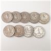 Image 2 : 9pc 1960-D to 1964-D Washington Silver Quarters