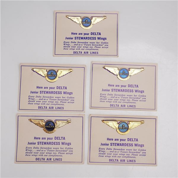 5pc Delta Junior Stewardess Wings Badges