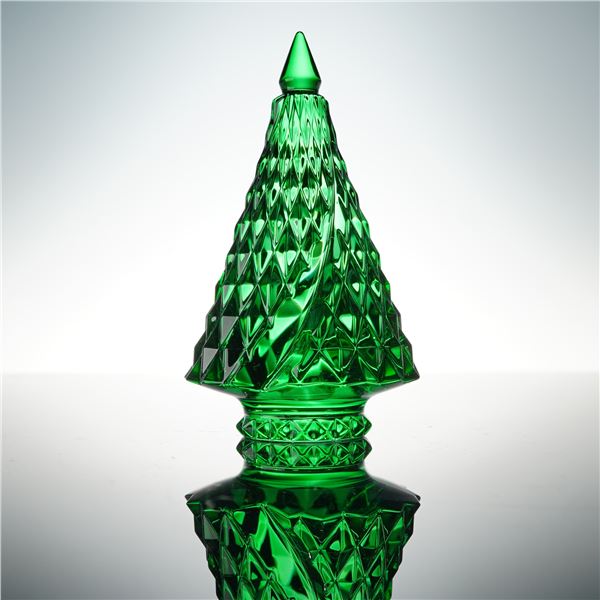 Baccarat Crystal Green Diamant Fir Christmas Tree Figurine