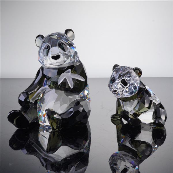 Swarovski Crystal Figurines, Panda Mother And Cub