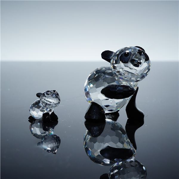 Swarovski Rare Encounters Crystal Figurines, Mother Panda & Panda Baby