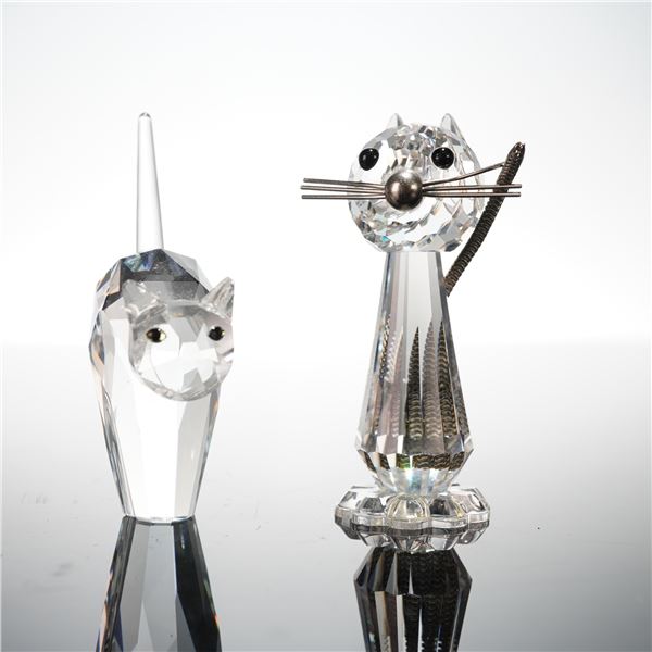 2pc Swarovski Crystal Figurines, Medium Cat & Tom Cat