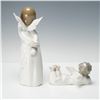 Image 2 : 2pc Lladro Porcelain Figurines, Cherub Smiling 4960 & Angel Reclining 4541