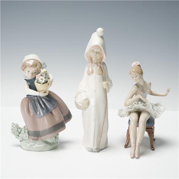 3pc Lladro Porcelain Figurines- Girl with Basket, Spring is Here & Recital