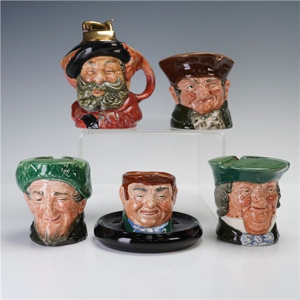 5pc Royal Doulton Character Lighter, Ash Bowls, and Ashtray