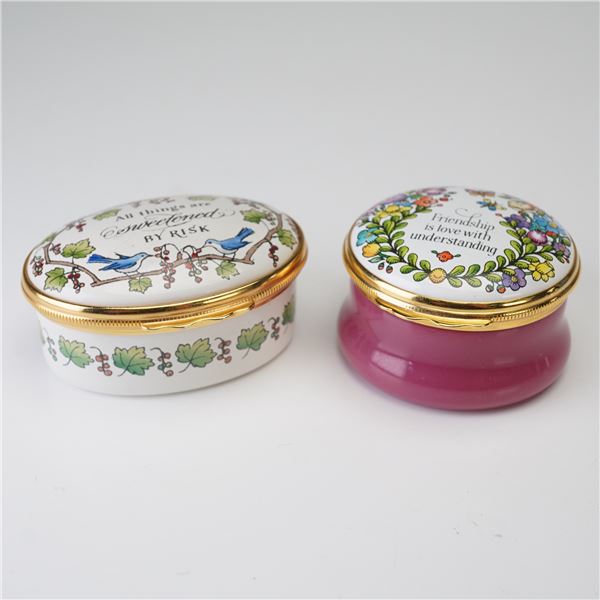 2pc Halcyon Days Enamel Boxes