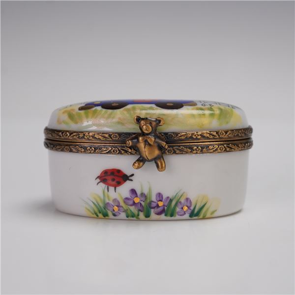 O.B. Limoges France Bear in Car Treasure Box