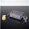 Image 2 : 5pc Crystal Dresser Set with Lidded Boxes, Enameled Ring Box, Tray