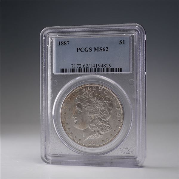 1887 Morgan Silver Dollar PCGS Graded MS 62