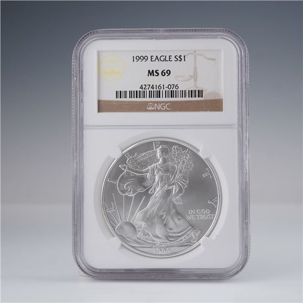 1999 American Eagle Silver Dollar MS69 NGC Graded Coin