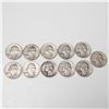 Image 1 : 11pc 1950 to 1958 Washington Silver Quarters