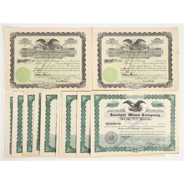 Sunlight Mines Company Stocks c.1906-1924 About 24 [206194]