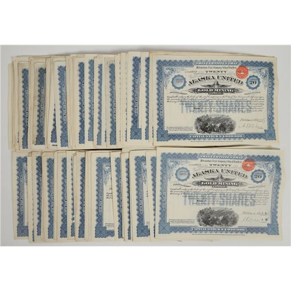 Alaska United Gold Mining Co. Stocks c.1895 About 160 [205751]