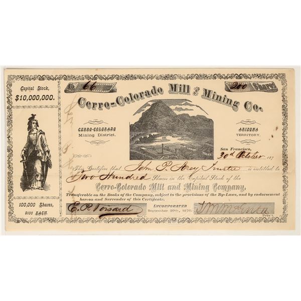 Cerro-Colorado Mill & Mining Company Stock Certificate [200301]