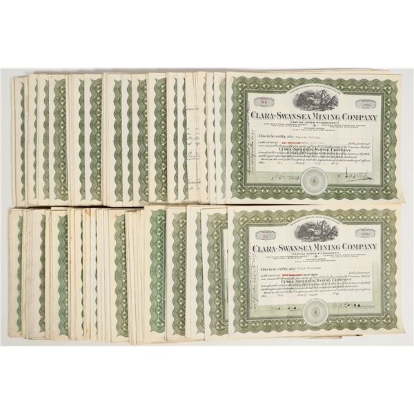 Clara-Swansea Mining Company Stocks c. 1925-30 About 250 [206135]