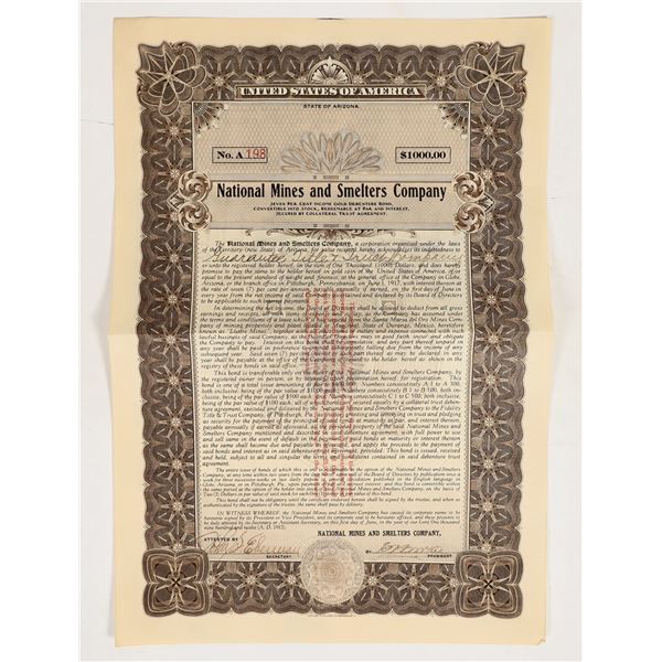 National Mines and Smelters Co. $1000 Bond [200185]