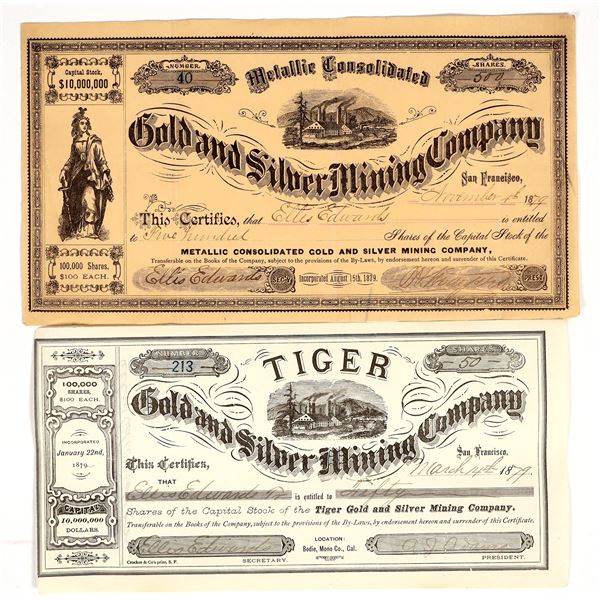 Rare Mono County Mining Stock Pair, 1879 [204299]