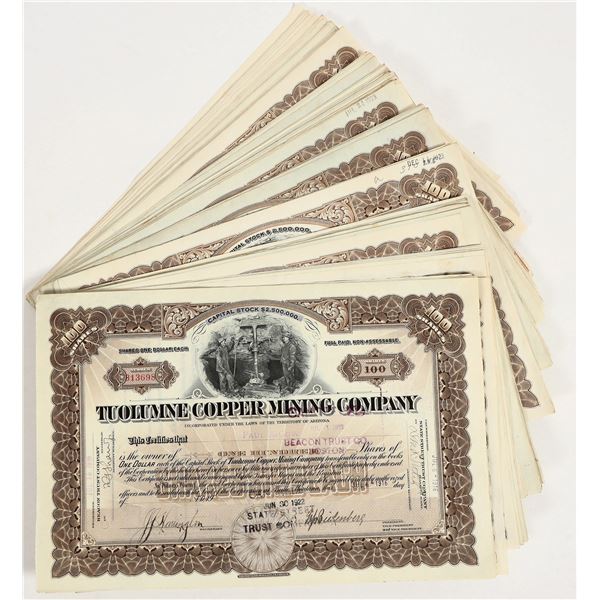 Tuolumne Copper Mining Company Stock Certificates -  (200) [205862]