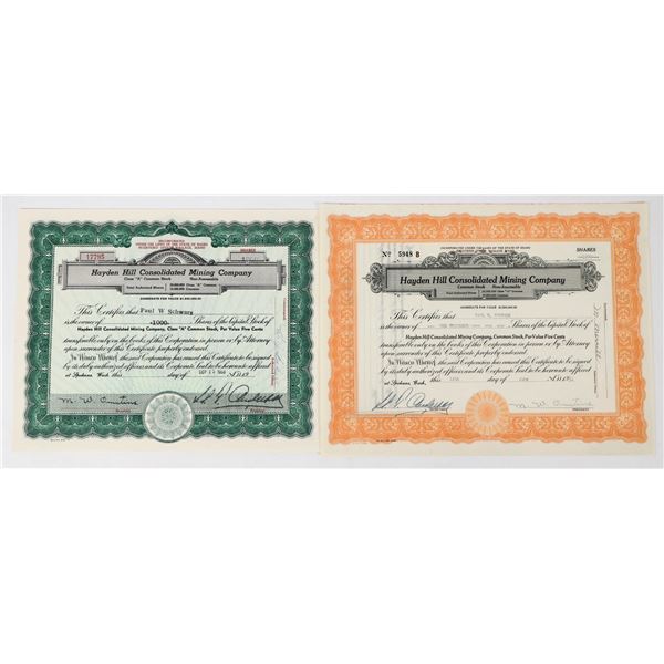 Hayden Hill Consolidated Mining Company Stock Pair [198004]