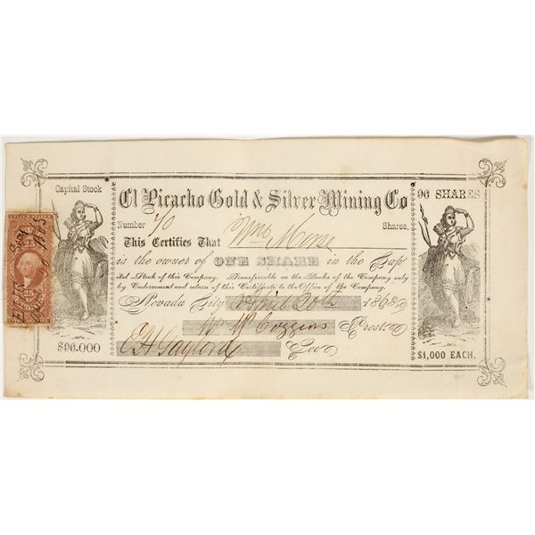 El Picacho Gold & Silver Mining Company Stock Certificate, 1863 [202737]
