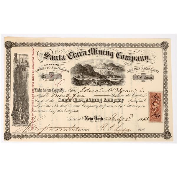 Santa Clara Mining Company Stock Certificate, 1866 [198119]