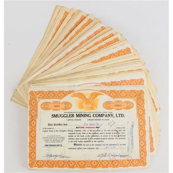 Smuggler Mining Company Ltd. Stock Certificates (200) [205554]
