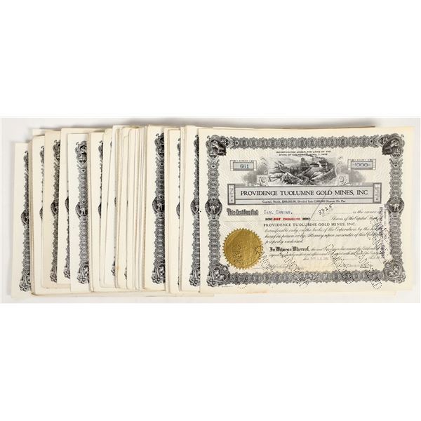 Providence Tuolumne Gold Mines, Inc. Stock Certificates (200) [205556]