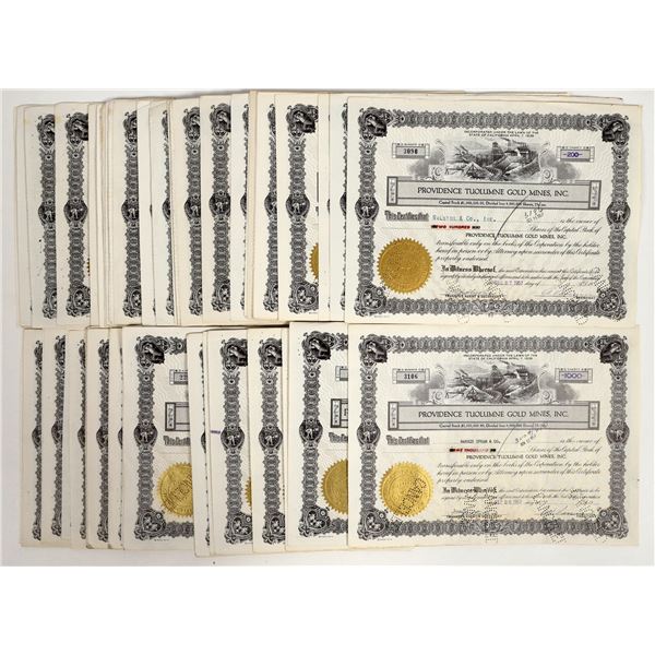 Providence Tuolumne Gold Mines, Inc. Stocks c.1945-1965 About 100 [206128]