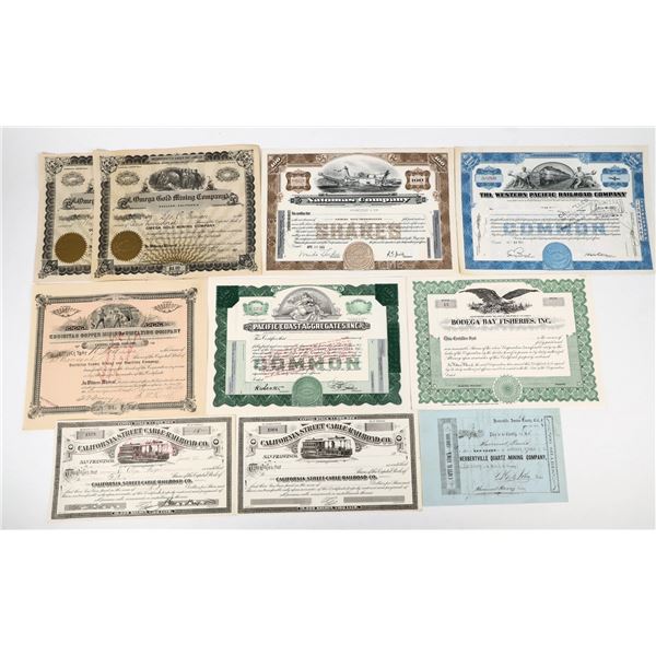 California Mining & Railroad Stocks 8 different 1855-1955 (9) [206873]