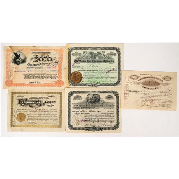 Cripple Creek Mining Stocks Pre 1900 Group (6) [205267]