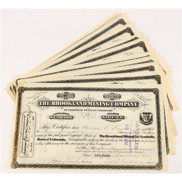 Brookland Mining Co. Stock Certificate Group (11) w/ Map on Reverse [207354]