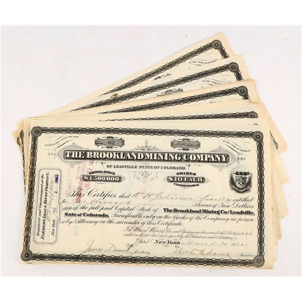 Brookland Mining Co. Stock Certificate Group (12) w/ Map on Reverse [207364]