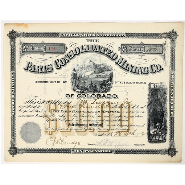 Paris Consolidated Mining Co. Stock Certificate [200866]
