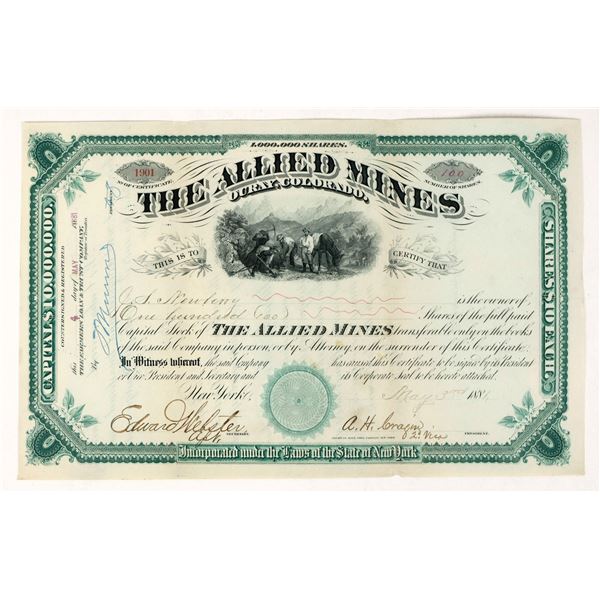 Allied Mines Stock Certificate 1881 [205269]