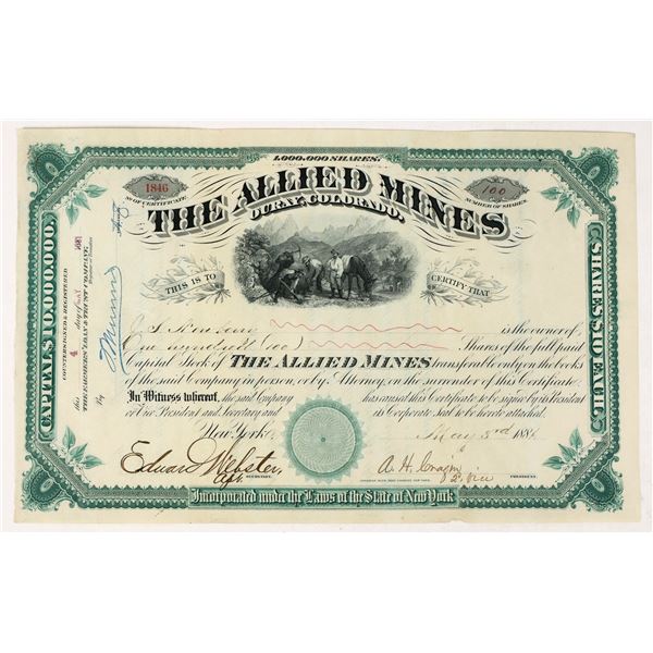 Allied Mines Stock Certificate 1881 [205270]