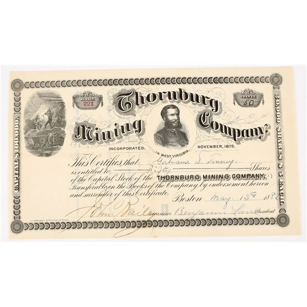 Thornburg Mining Company Stock Certificate, 1883 [198032]