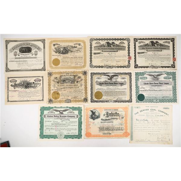 Colorado Mining Stock Certificates (11) [206982]