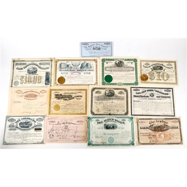 Pre-1900 Colorado Mining Stock Collection (15 Different) [197982]