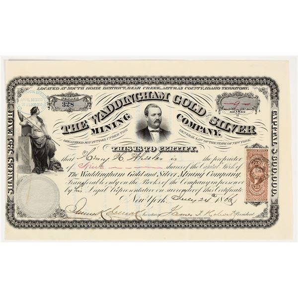 Waddingham Gold & Silver Mining Co. Stock Certificate, 1866 [203928]