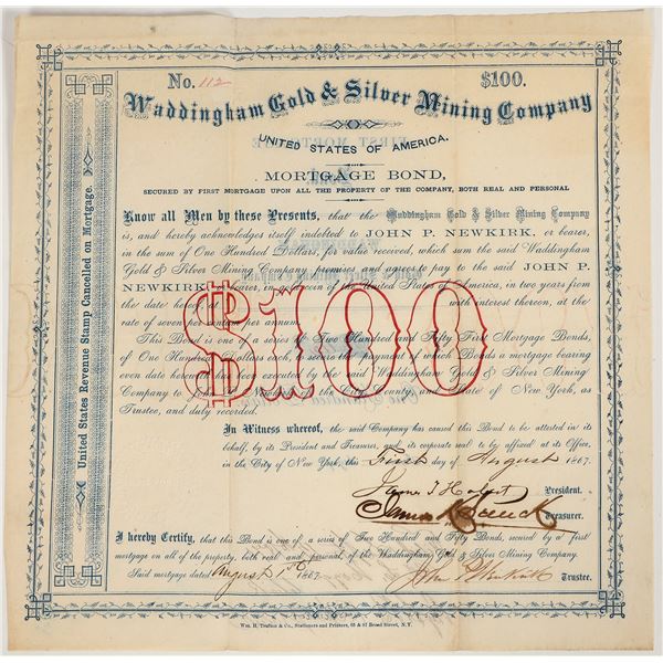 Waddingham Gold & Silver Mining Co. Bond, 1867 [205213]