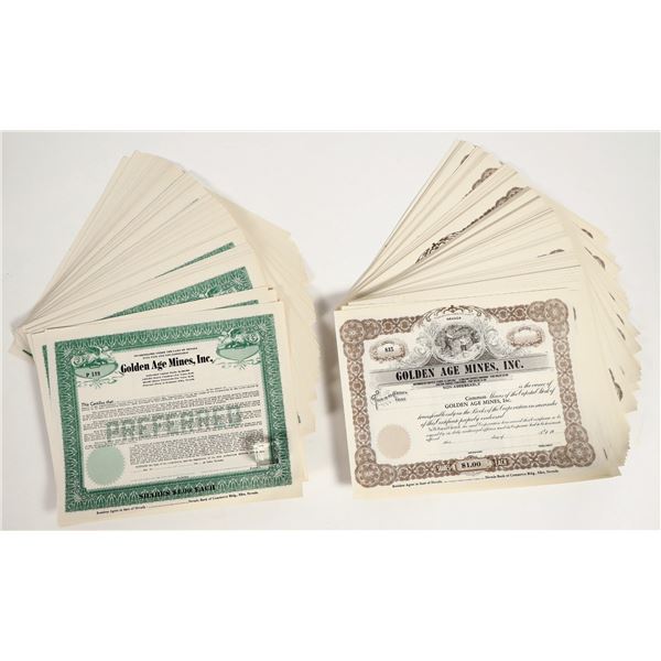 Golden Age Mines, Inc. Stocks c.1940 Unissued About 250 [206144]