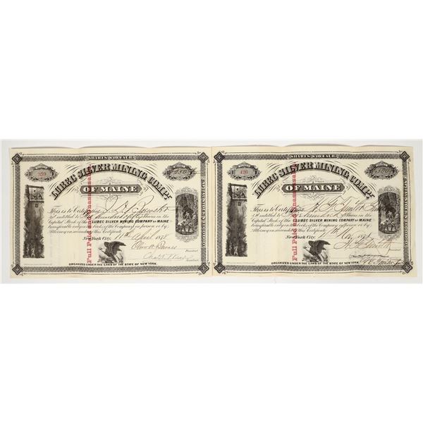 Lubec Silver Mining Company of Maine Stock Pair, 2 Different Presidents  [204289]