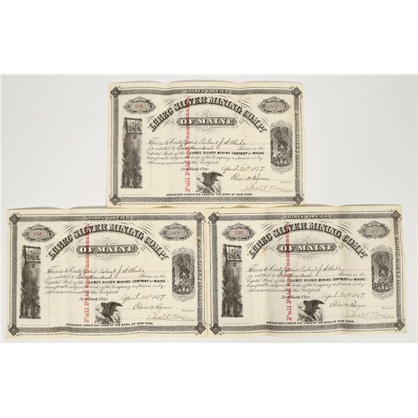 Lubec Silver Mining Company of Maine Stock Trio 1877 [204288]