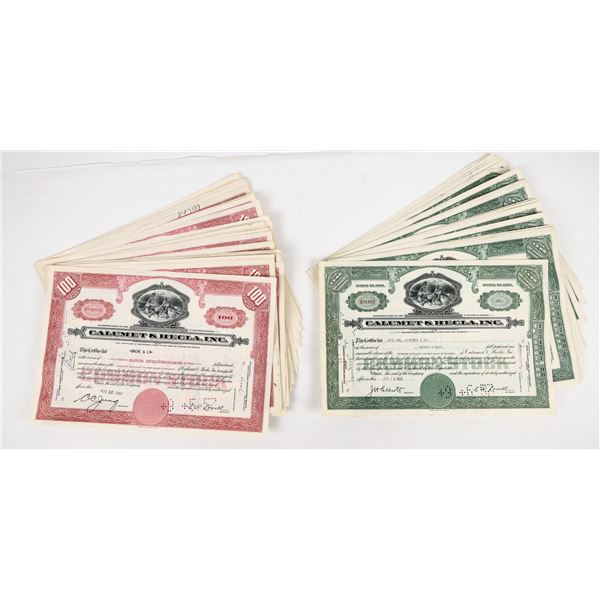 Calumet & Hecla Inc. Mining Stock Certificates (90) [207089]