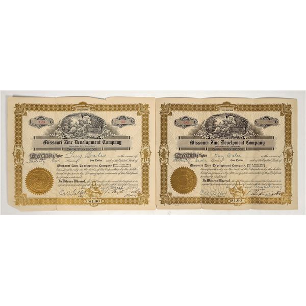 Missouri Zinc Development Company Stocks (2) [202186]